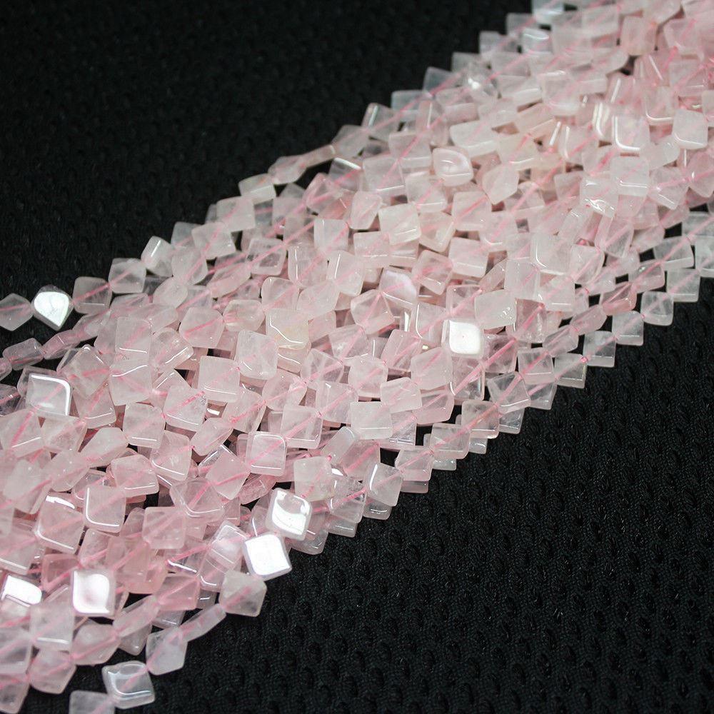5 Strand Natural Pink Rose Quartz Smooth Kite Gemstone Beads Strand 13" 7mm 9mm - Jalvi & Co.