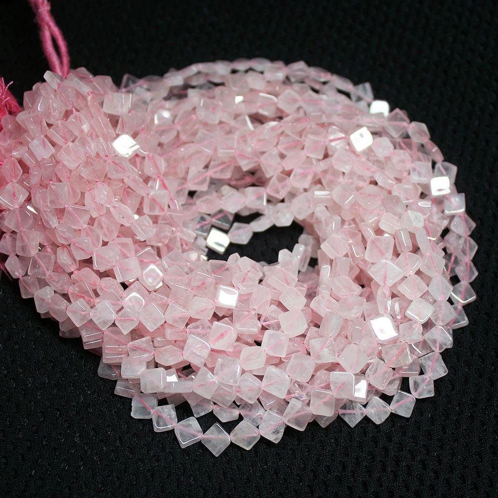 5 Strand Natural Pink Rose Quartz Smooth Kite Gemstone Beads Strand 13" 7mm 9mm - Jalvi & Co.