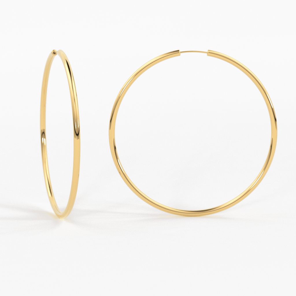 50MM Minimalist 14k Solid Gold Hoop Earrings / Large Hoop Earrings for Women / Oversized Thin Hoops / Bridesmaid Gift / Real Gold Huge Hoops - Jalvi & Co.