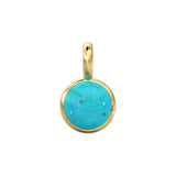 5mm Yellow Solid Gold 18k Sleeping Beauty Turquoise Charm Pendant Bezel Jewelry Finding