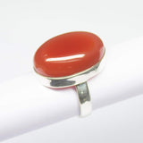 6.70gm Natural Red Onyx Oval Shape 925 Sterling Silver Bezel Ring, Onyx Ring
