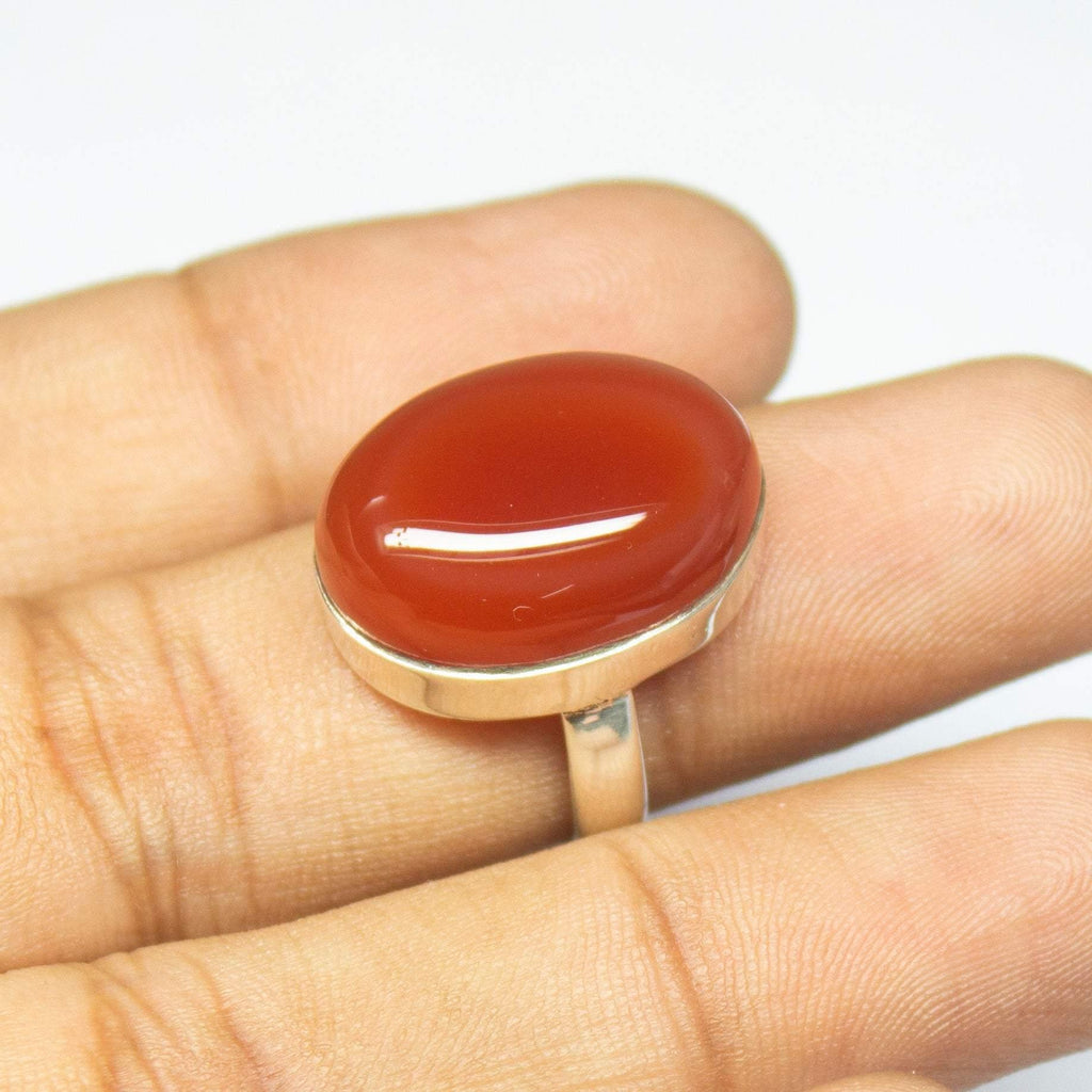 6.70gm Natural Red Onyx Oval Shape 925 Sterling Silver Bezel Ring, Onyx Ring - Jalvi & Co.