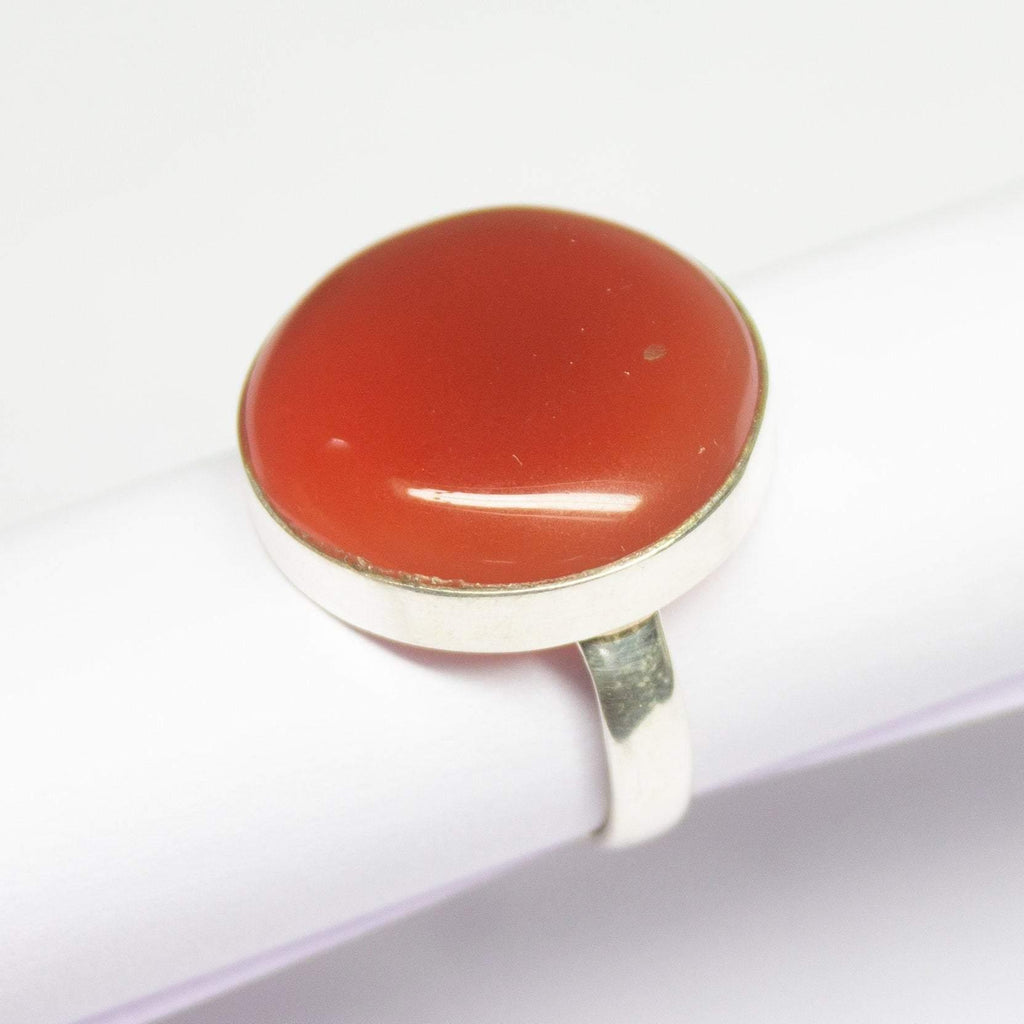6.8gm Natural Red Onyx Round Shape 925 Sterling Silver Bezel Ring, Onyx Ring - Jalvi & Co.