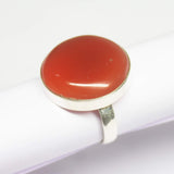 6.8gm Natural Red Onyx Round Shape 925 Sterling Silver Bezel Ring, Onyx Ring