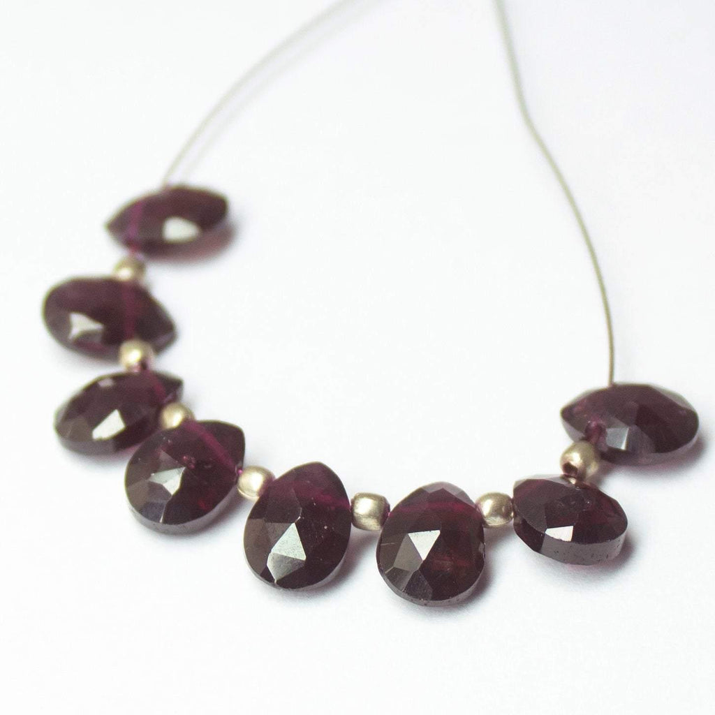 6-8mm Natural Red Garnet Faceted Pear Drop Briolette Beads Garnet Beads - Jalvi & Co.