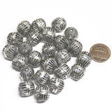 6 Cage Huge Spacer Bead Antique Silver Tone 3D Beads