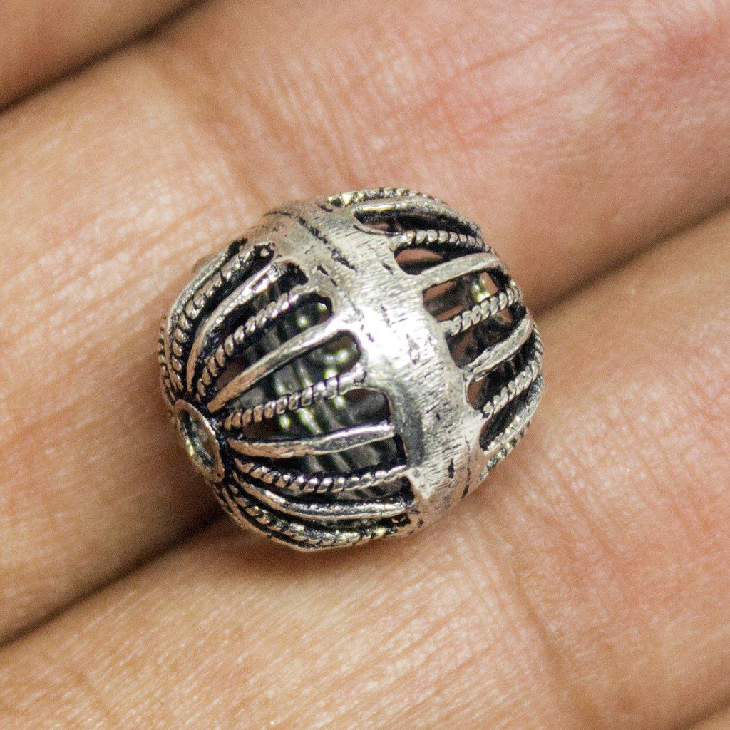 6 Cage Huge Spacer Bead Antique Silver Tone 3D Beads - Jalvi & Co.