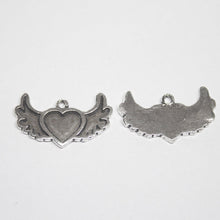 Load image into Gallery viewer, 6 Heart Charms Antique Silver Tone Heart Wings Charm - Jalvi &amp; Co.