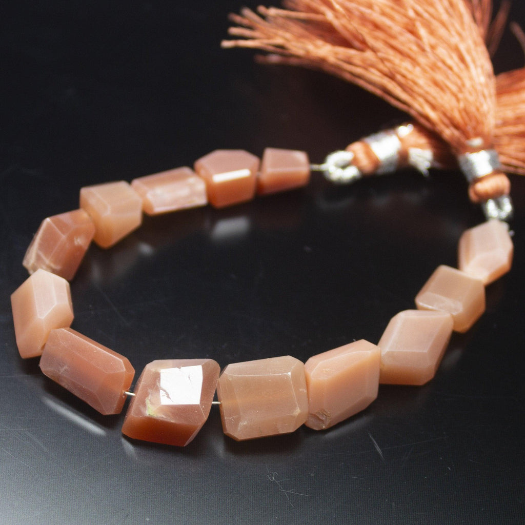 6 inch, 8mm 14mm, Peach Moonstone Faceted Nugget Beads, Moonstone Beads - Jalvi & Co.