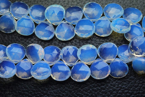 6 Inch Strand,Super Finest,Opal Blue Fire Quartz Faceted Briolette Heart Shape, 9mm - Jalvi & Co.