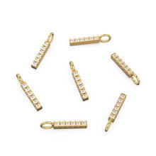 Load image into Gallery viewer, 6 Stone Diamond Bar Charm Pendant / 14k 18k Solid Gold Pendant / Diamond Pendant / Trio Diamond Charm 20mm - Jalvi & Co.