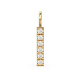 6 Stone Diamond Bar Charm Pendant / 14k 18k Solid Gold Pendant / Diamond Pendant / Trio Diamond Charm 20mm
