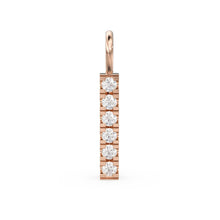 Load image into Gallery viewer, 6 Stone Diamond Bar Charm Pendant / 14k 18k Solid Gold Pendant / Diamond Pendant / Trio Diamond Charm 20mm - Jalvi & Co.