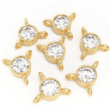6x5.5mm 18k Solid Yellow Gold Brilliant Diamond Bezel Three Bail Connector Spacer Finding