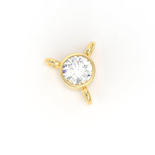 Load image into Gallery viewer, 6x5.5mm 18k Solid Yellow Gold Brilliant Diamond Bezel Three Bail Connector Spacer Finding - Jalvi &amp; Co.