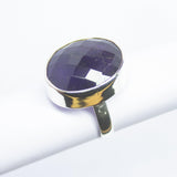 7.14g, Handmade Natural Purple Amethyst Oval 925 Sterling Silver Bezel Ring