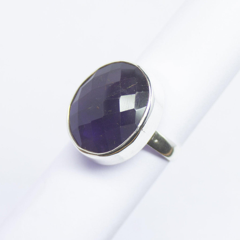 7.14g, Handmade Natural Purple Amethyst Oval 925 Sterling Silver Bezel Ring - Jalvi & Co.