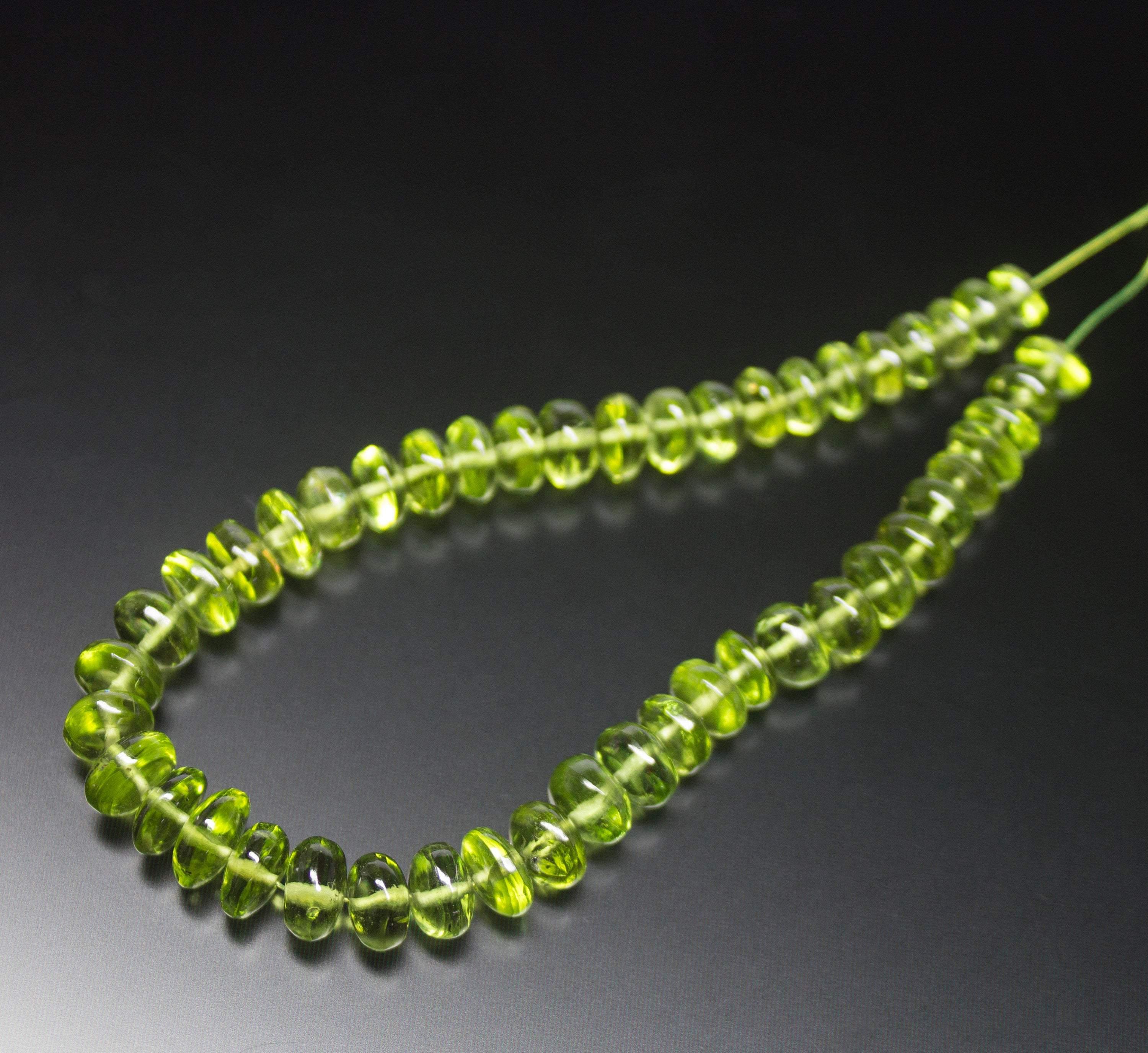ON SALE - 4-8mm Natural AAA Peridot Faceted Rondelle Beads Necklace