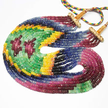 Load image into Gallery viewer, 7 Strands of Genuine Multi Precious Gemstone Necklace, Ruby Emerald Sapphire Necklace, All Natural Beads, Royal Necklace, 3-3.5mm - Jalvi &amp; Co.