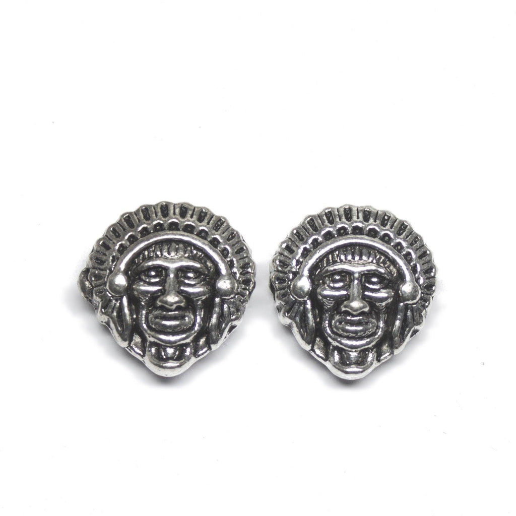8 Red Indian Spacer Bead Silver Tone Mask Charm - Jalvi & Co.