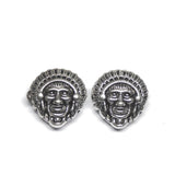 8 Red Indian Spacer Bead Silver Tone Mask Charm