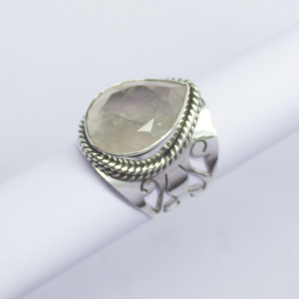 9.10g, Handmade Natural Rose Quartz Ring 925 Sterling Silver Ring - Jalvi & Co.