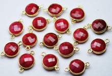 Load image into Gallery viewer, 925 Sterling Silver Vermeil Natural Dyed Ruby Faceted Coins Shape Connector, 2 Piece Of 17mm Approx. - Jalvi & Co.