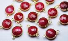 Load image into Gallery viewer, 925 Sterling Silver Vermeil Natural Dyed Ruby Faceted Coins Shape Connector, 2 Piece Of 17mm Approx. - Jalvi & Co.