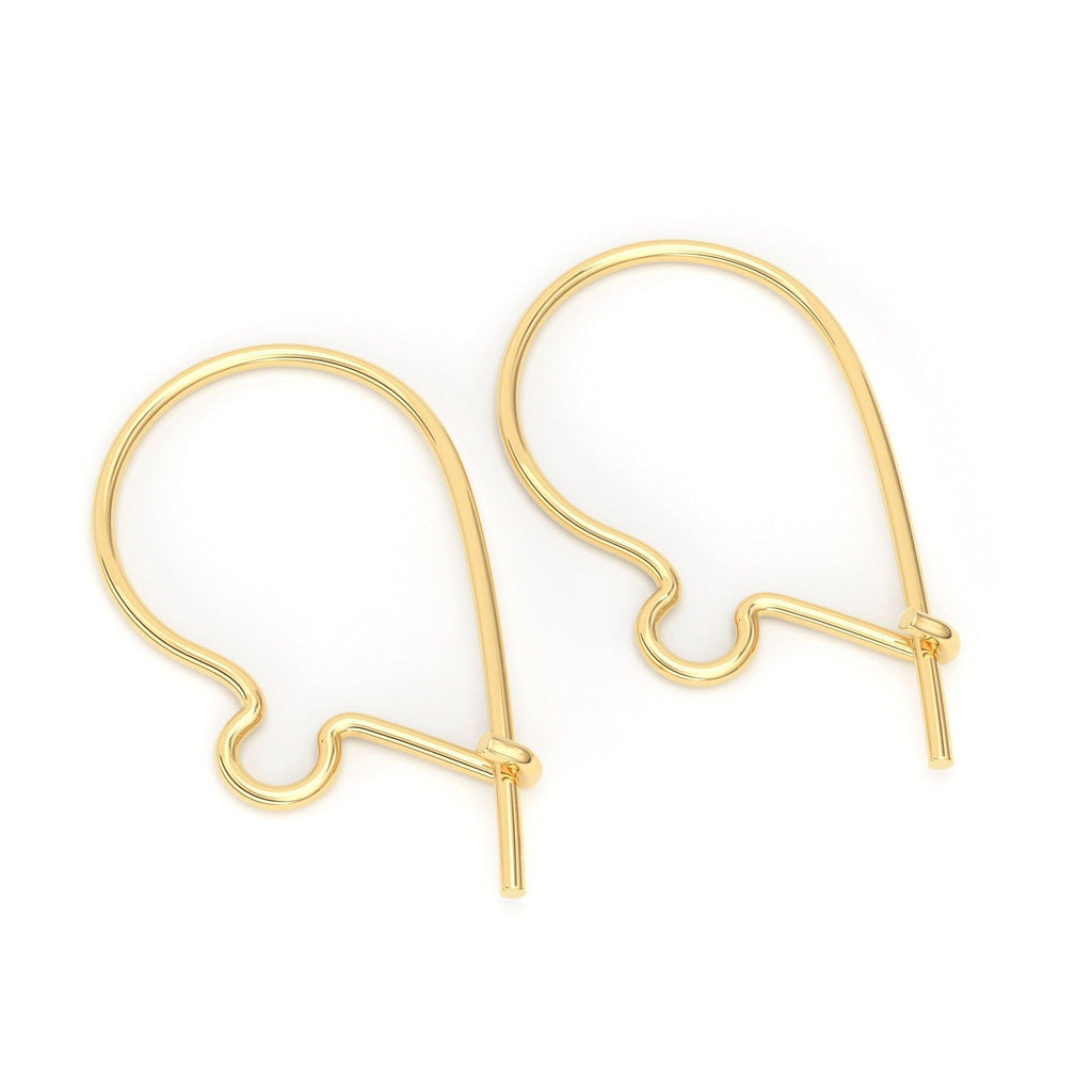 9mmx17mm 23 GAUGE 14k Solid Yellow Gold French Hook Kidney Earwires Pair - Jalvi & Co.