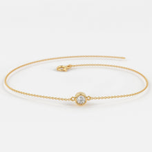 Load image into Gallery viewer, Diamond Bracelet / 14k Gold Bezel Setting Diamond Bracelet for Women / Brilliant Cut Solitaire Diamond Bracelet 0.05Ct / Charm Bracelet - Jalvi & Co.