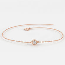 Load image into Gallery viewer, Diamond Bracelet / 14k Gold Bezel Setting Diamond Bracelet for Women / Brilliant Cut Solitaire Diamond Bracelet 0.05Ct / Charm Bracelet - Jalvi & Co.
