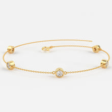 Load image into Gallery viewer, Diamond Solitaire Bracelet / Natural Brilliant Cut Bezel Set Diamond Bracelet / 14k Gold Diamond by the Yard Bracelet - Jalvi & Co.