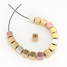 Load image into Gallery viewer, 3.7mm 18k Solid Yellow Gold Handmade Nuggets Findings Beads Pair (2 pieces) - Jalvi & Co.