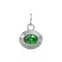 Load image into Gallery viewer, AAA Green Emerald Charms 14k Yellow Solid Gold Bubble Bezel Charm Pendant Green Oval Gemstone Bezel 18K Gold Jewelry Finding - Jalvi & Co.