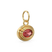 Load image into Gallery viewer, AAA Red Ruby Charms 14k Yellow Solid Gold Bubble Bezel Charm Pendant Red Oval Gemstone Bezel 18K Gold Jewelry Finding - Jalvi & Co.