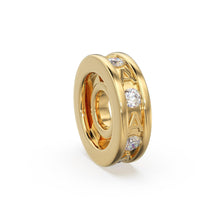 Load image into Gallery viewer, Alphabet Diamond Solid Gold 6mm Beads / 18k Solid Yellow Gold Spacer Findings / 2mm Hole Initial Beads / Name Jewelry Making Supplies Beads - Jalvi & Co.