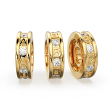 Load image into Gallery viewer, Alphabet Diamond Solid Gold 6mm Beads / 18k Solid Yellow Gold Spacer Findings / 2mm Hole Initial Beads / Name Jewelry Making Supplies Beads - Jalvi & Co.