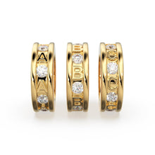 Load image into Gallery viewer, Alphabet Diamond Solid Gold 6mm Beads / 18k Solid Yellow Gold Spacer Findings / 2mm Hole Initial Beads / Name Jewelry Making Supplies Beads - Jalvi & Co.