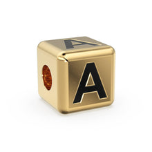 Load image into Gallery viewer, Alphabet Solid Gold 5mm Dice Beads / Box 18k Solid Yellow Gold Spacer Findings / 2mm Hole Initial Beads / Name Jewelry Making Supplies Beads - Jalvi & Co.