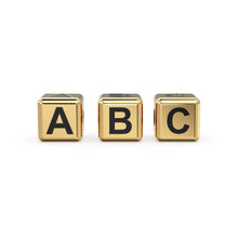 Load image into Gallery viewer, Alphabet Solid Gold 5mm Dice Beads / Box 18k Solid Yellow Gold Spacer Findings / 2mm Hole Initial Beads / Name Jewelry Making Supplies Beads - Jalvi & Co.