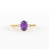 Amethyst Ring / Amethyst Engagement Ring in 14k Gold / Oval Cut Natural Amethyst Diamond Ring / February Birthstone / Promise Ring