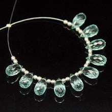 Load image into Gallery viewer, Aquamarine Quartz Faceted Tear Drop Briolette Beads 10 beads 10x5mm - Jalvi &amp; Co.