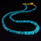 Arizona Turquoise Heishi Wheel Gold vermeil Gemstone Beaded Necklace 17