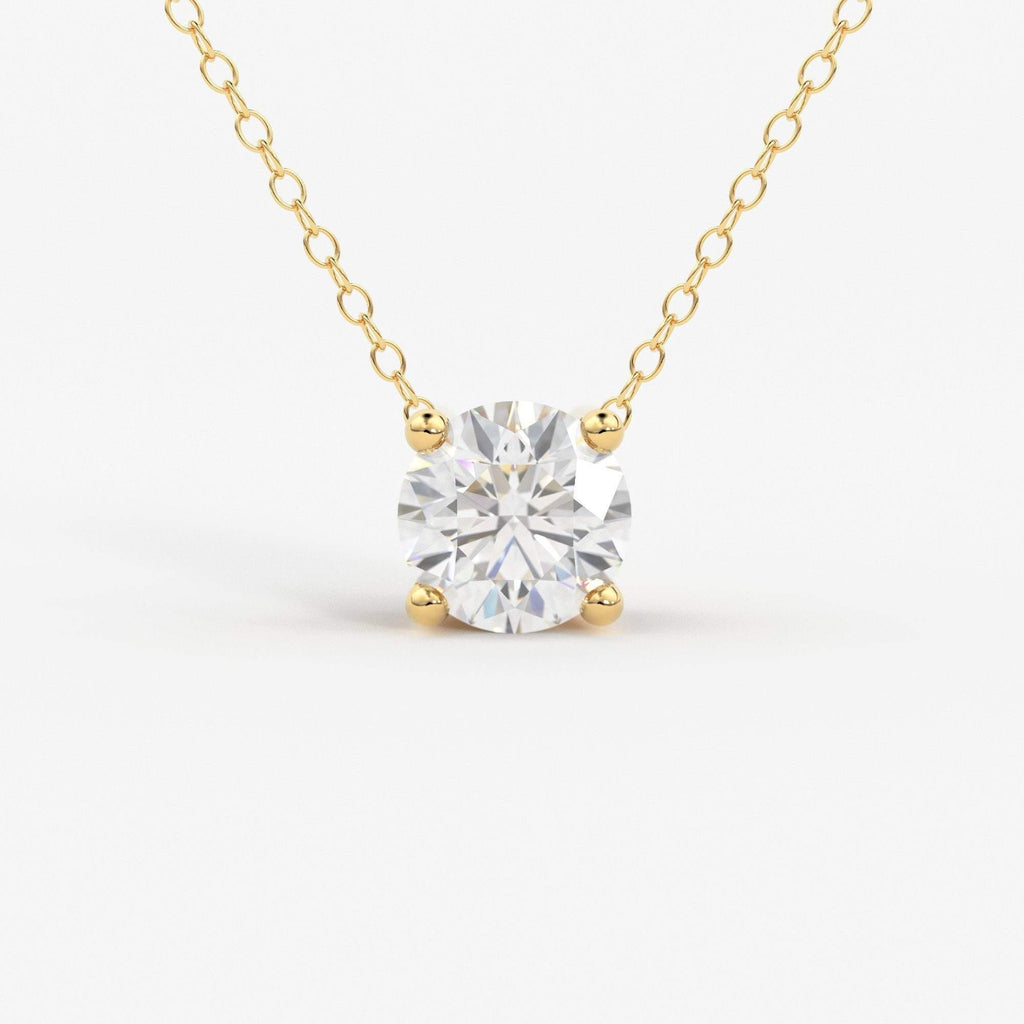 Attached Diamond On Chain / 14Kt Gold Diamond Necklace/ Diamond Solitaire Necklace/ Bridesmaid Necklace / Diamond Necklace Gift/ SHIPS FAST - Jalvi & Co.