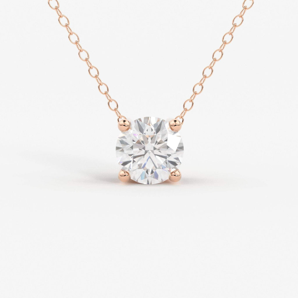 Attached Diamond On Chain / 14Kt Gold Diamond Necklace/ Diamond Solitaire Necklace/ Bridesmaid Necklace / Diamond Necklace Gift/ SHIPS FAST - Jalvi & Co.