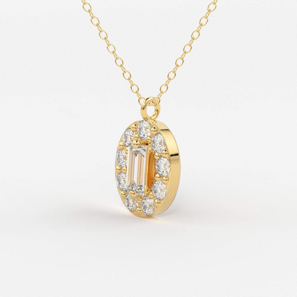 Baguette Diamond Necklace in 14k Gold / Diamond Cluster Necklace / Oval Diamond Layering Necklace / Minimalist Gift / Diamond Necklace - Jalvi & Co.