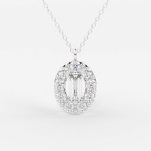 Load image into Gallery viewer, Baguette Diamond Necklace in 14k Gold / Diamond Cluster Necklace / Oval Diamond Layering Necklace / Minimalist Gift / Diamond Necklace - Jalvi & Co.