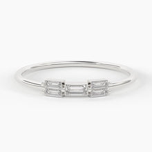 Load image into Gallery viewer, Baguette Diamond Ring / Minimalist Ring 14k Solid Gold / Diamond Ring / Five Diamond Ring / Thin Gold Stacking Rings / Promise Ring - Jalvi & Co.