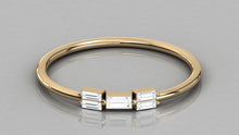 Load image into Gallery viewer, Baguette Diamond Ring / Minimalist Ring 14k Solid Gold / Diamond Ring / Five Diamond Ring / Thin Gold Stacking Rings / Promise Ring - Jalvi & Co.