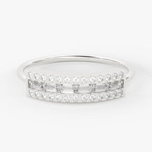 Load image into Gallery viewer, Baguette Diamond Wedding Ring / 14K Gold Unique Baguette and Round Diamond Bridal Ring / Anniversary Ring - Jalvi & Co.